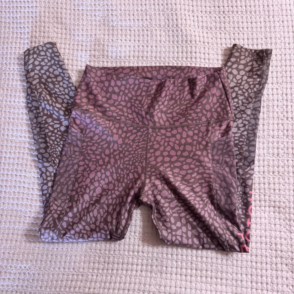 Peloton Pink and Gray Leopard Print Leggings